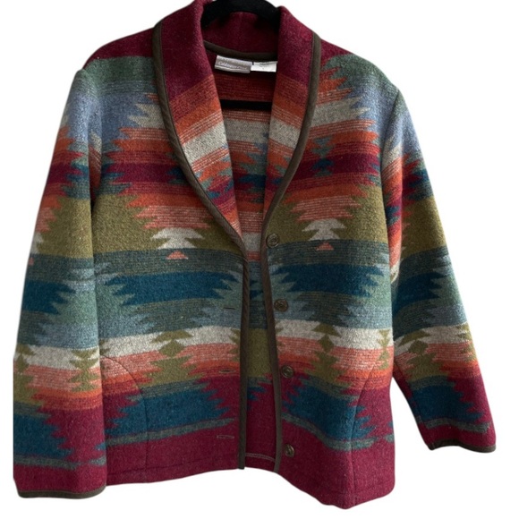 Coldwater Creek Southwestern Wool Ptint Jacket L - Picture 1 of 10